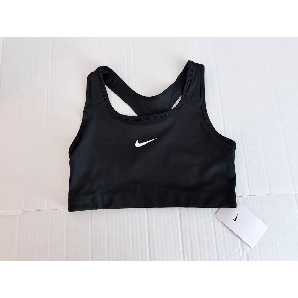 Nike Womens Swoosh Bra 2.0 Black Medium Support Sports Bra Size L